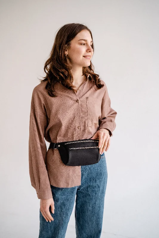 Black leather fanny pack