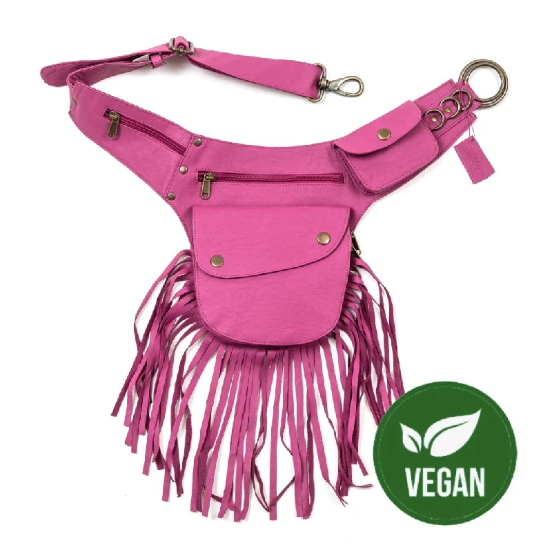 Vegan Leather Tassel Belt - Hot Pink