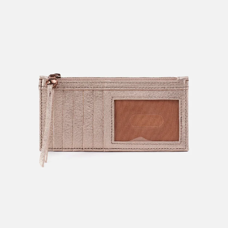 Carte Card Case In Metallic Leather - Pink Gold Metallic