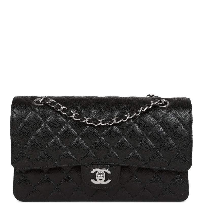 Chanel Medium Classic Double Flap Black Caviar Silver Hardware