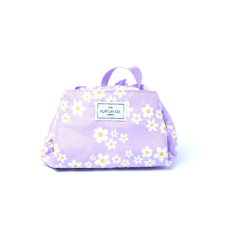 Drawstring Flat Lay Makeup Bag - Lilac Daisy