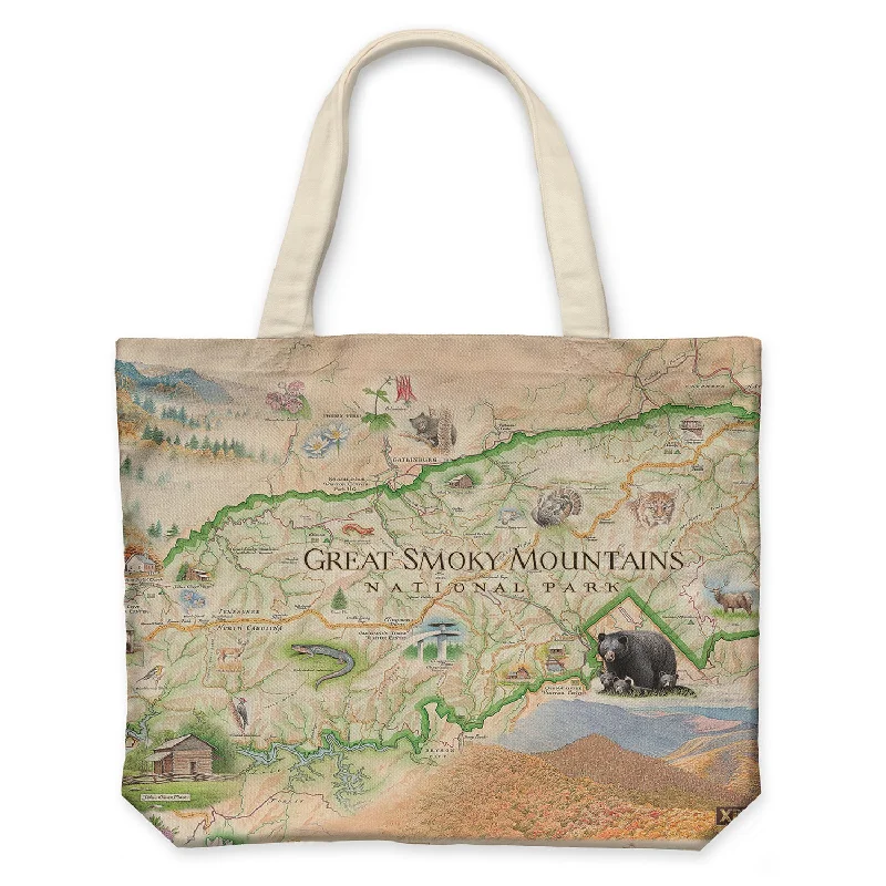 Great Smoky Mountains National Park Map Canvas Tote Bag