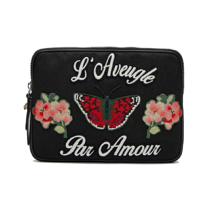 Gucci Women's  Techno Canvas Embroide Butterfly iPad Case Clutch