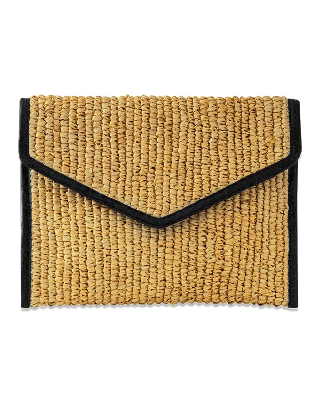 LADY RAFFIA ENVELOPE CLUTCH | BLACK