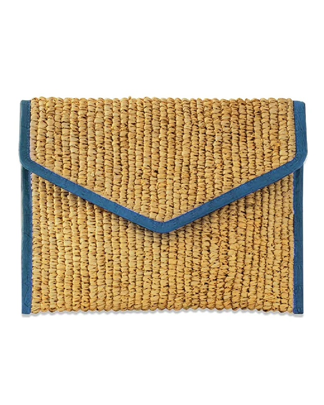 LADY RAFFIA ENVELOPE CLUTCH | BRIGHT BLUE