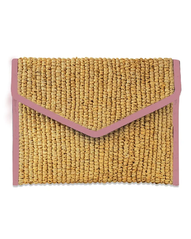 LADY RAFFIA ENVELOPE CLUTCH | BUBBLE GUM