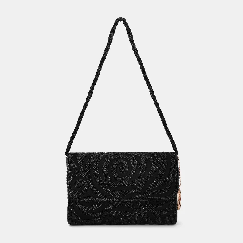 Lavie Luxe Gemmy Black Medium Women's Flap Clutch