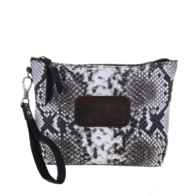 LMP13P - Cobra Snake Print Large Makeup Pouch w/Plaque