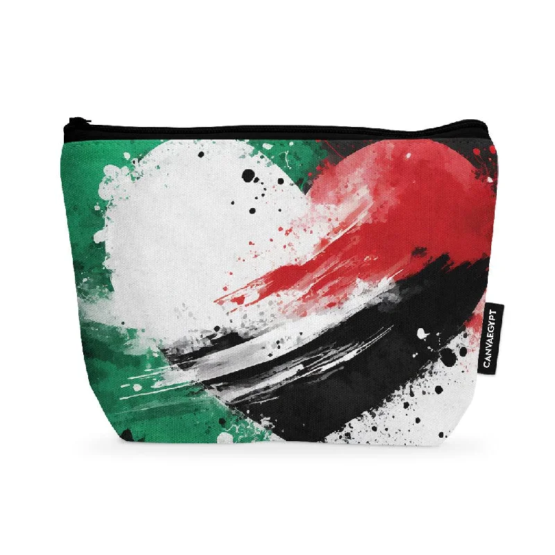 Makeup Pouch Women Palestine heart