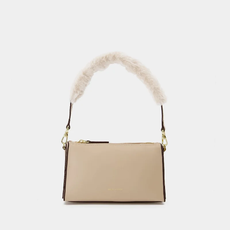 Mini Prism Bag in Ivory Leather/Faux Fur