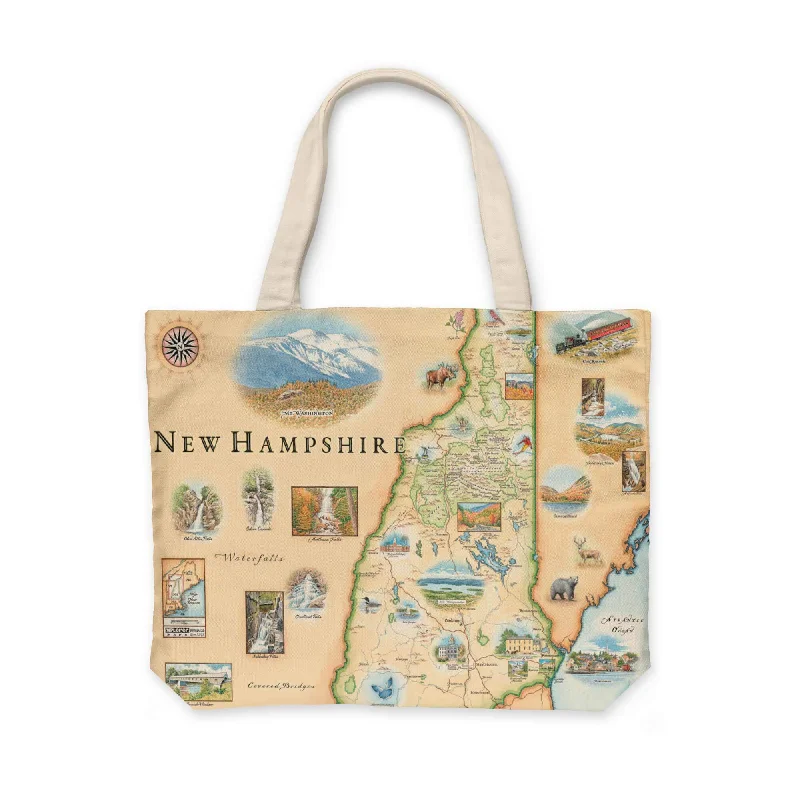 New Hampshire State Map Canvas Tote Bag