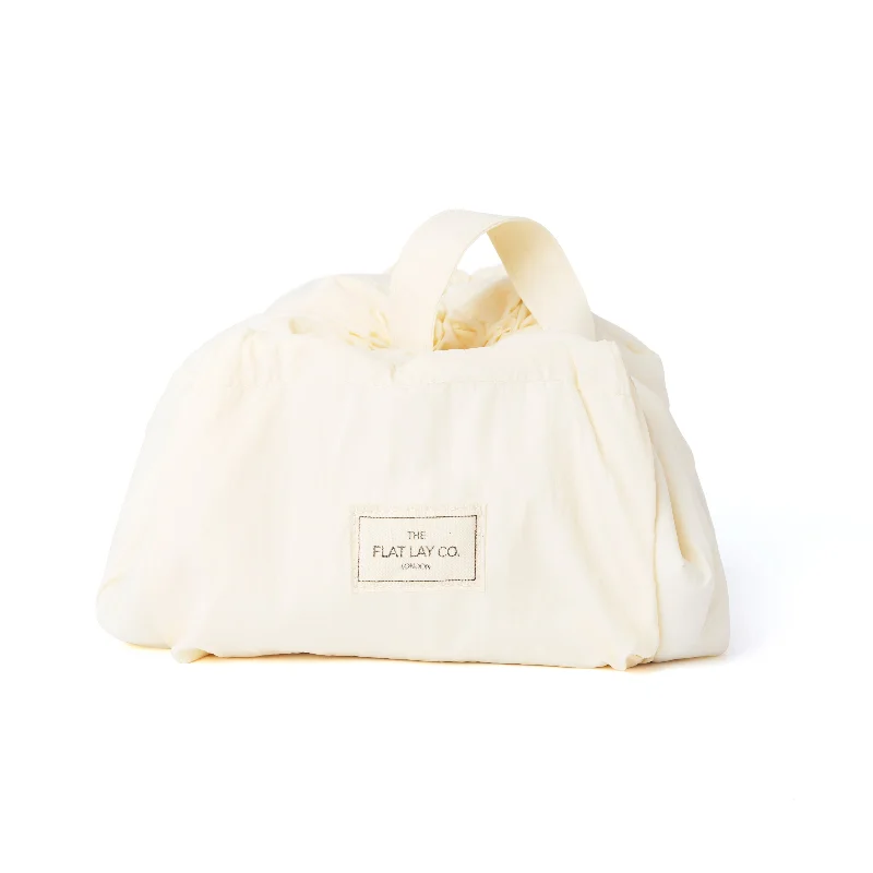 Parachute Drawstring Flat Lay Makeup Bag - Vanilla