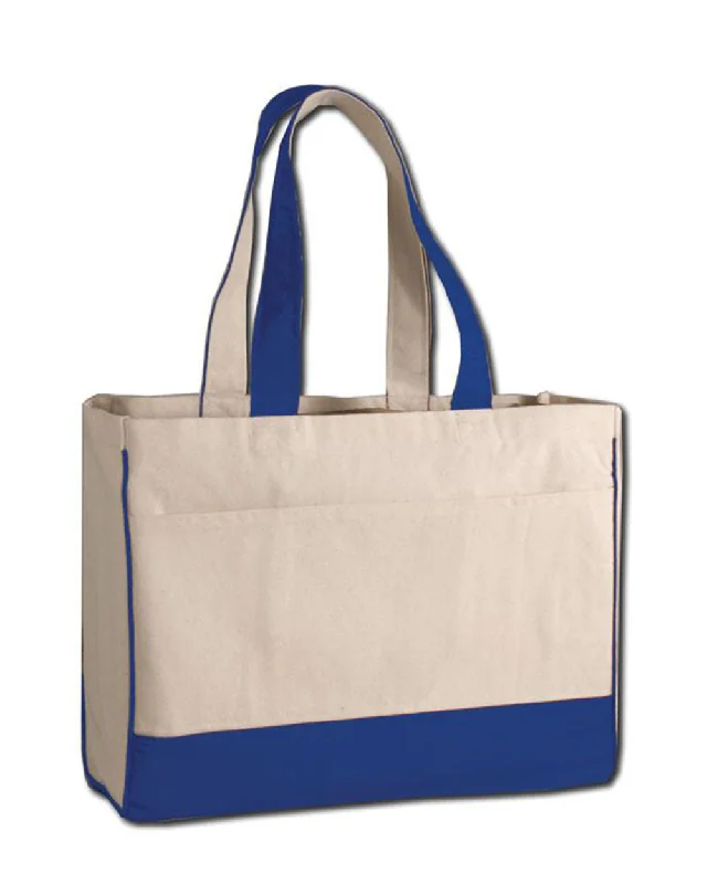 Canvas Shopping Tote Bag w/ Big Front Pocket - TF214