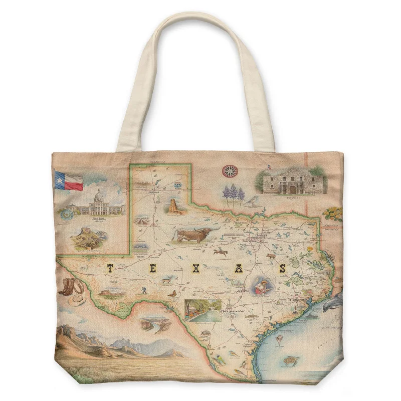 Texas Map Canvas Tote Bag