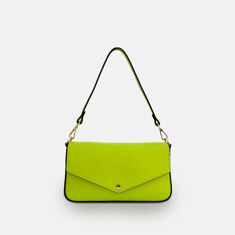 The Munro Lime Green Leather Shoulder Bag