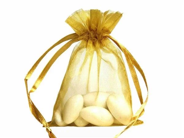 4x6 Gold Sheer Organza Bags -10 pcs