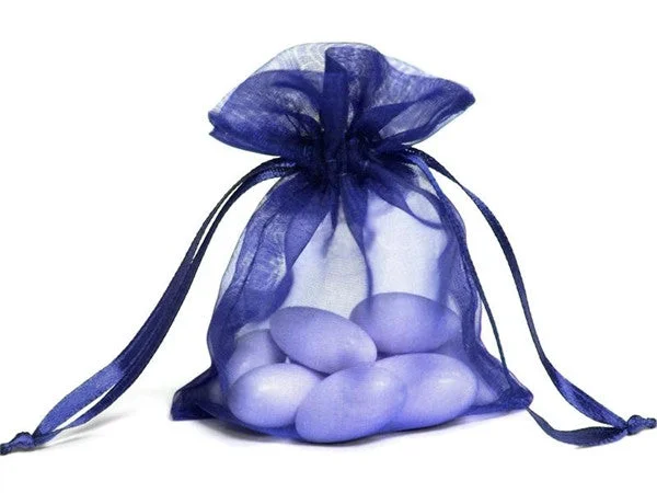 4x6 Navy Sheer Organza Bags -10 pcs