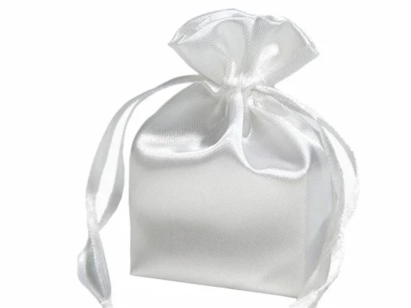 4x6 White Elegant Satin Bags - 12 pcs