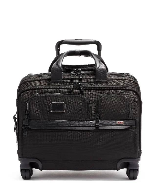 Alpha Deluxe 4 Wheel Laptop Case Brief -black