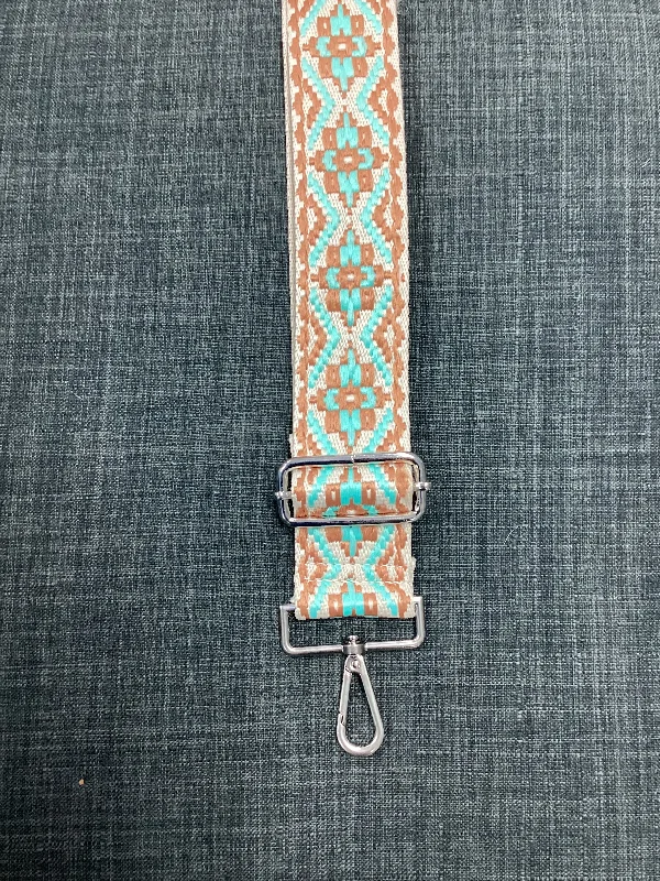 Aqua/Tan Embroidered Bag Strap