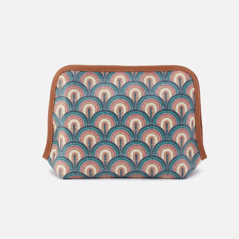 Beauty Cosmetic Pouch In Coated Canvas - Teal Temptation