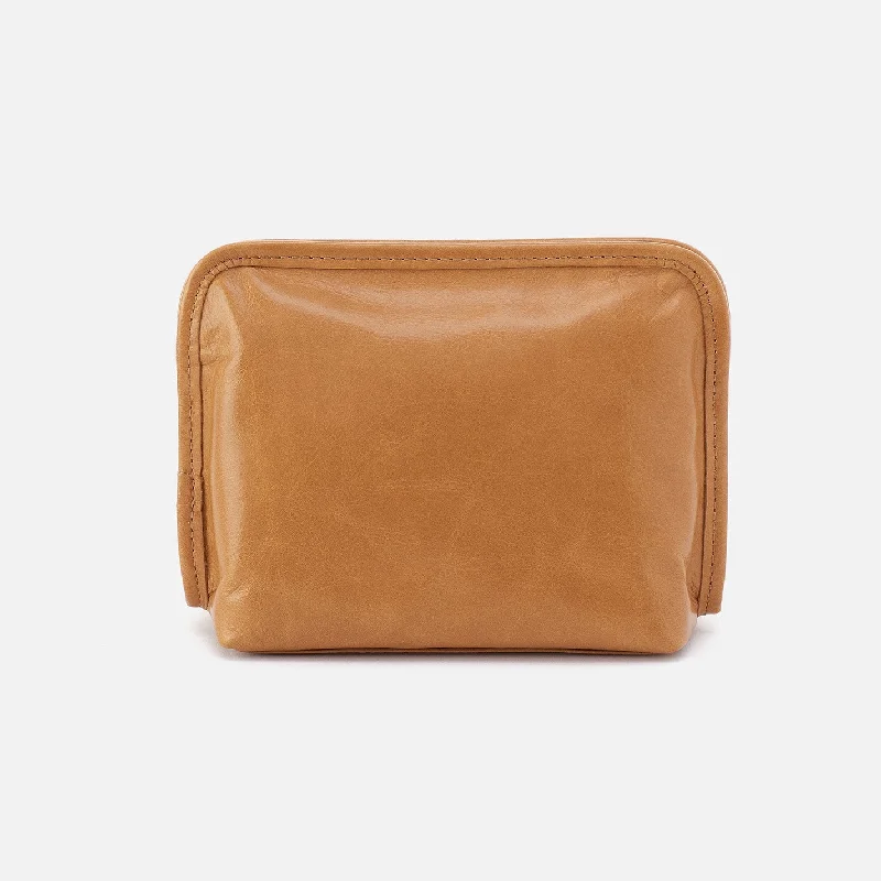 Beauty Cosmetic Pouch In Polished Leather - Natural