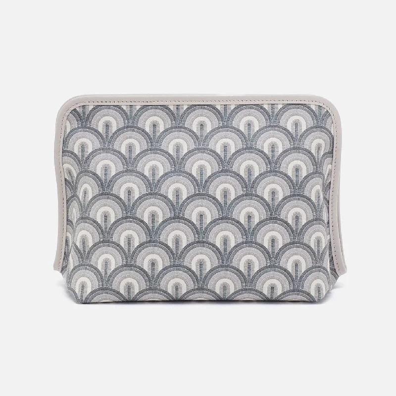 Beauty Large Cosmetic Pouch In Coated Canvas - Grey Dawn