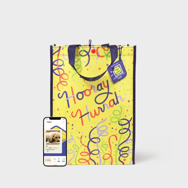 Hooray Hurrah | Large | Reusable Gift Bag + QR Greeting Card