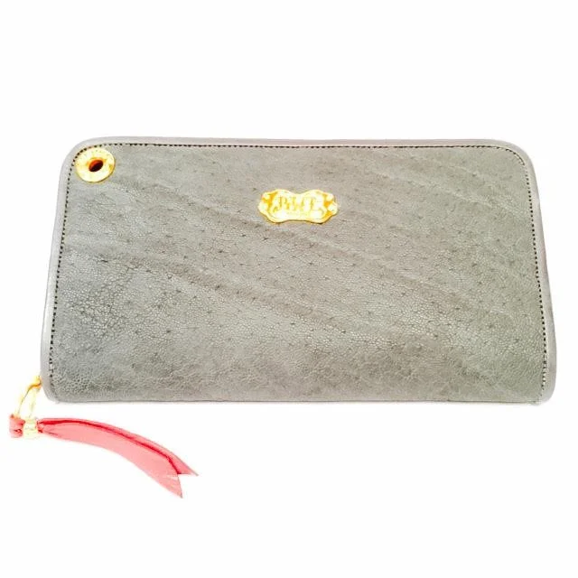 Large Zipper Wallet in Dark Grey Elephant Leather