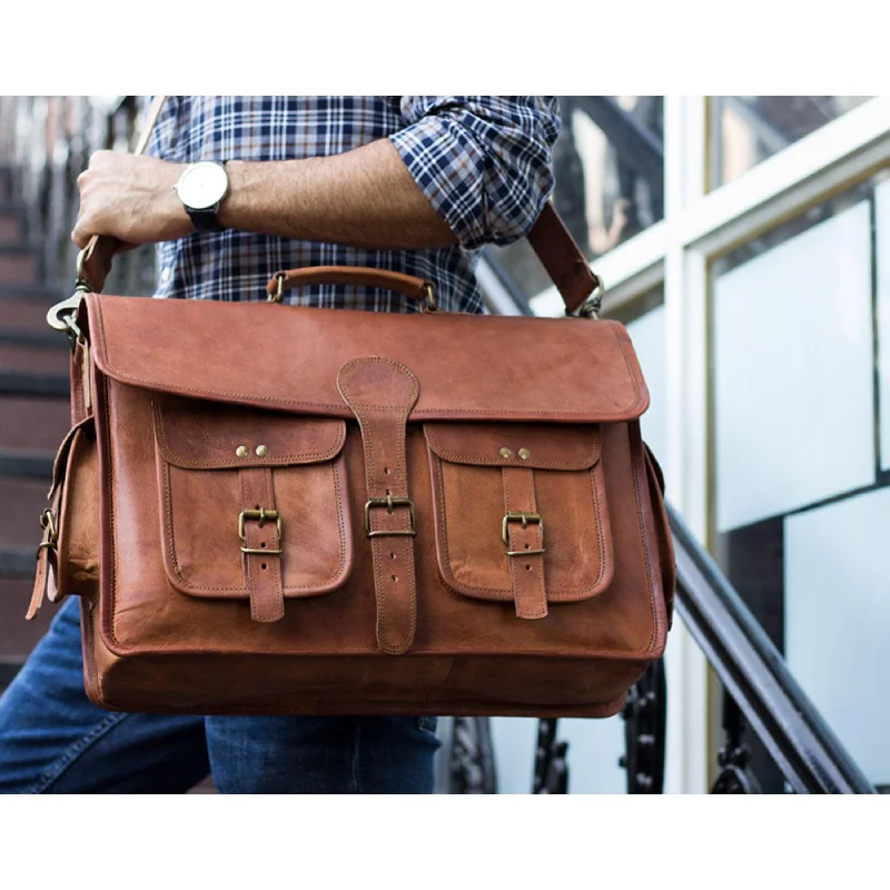 Leather Briefcase Laptop bag 16 inch Handmade Messenger Bags Best Satchel