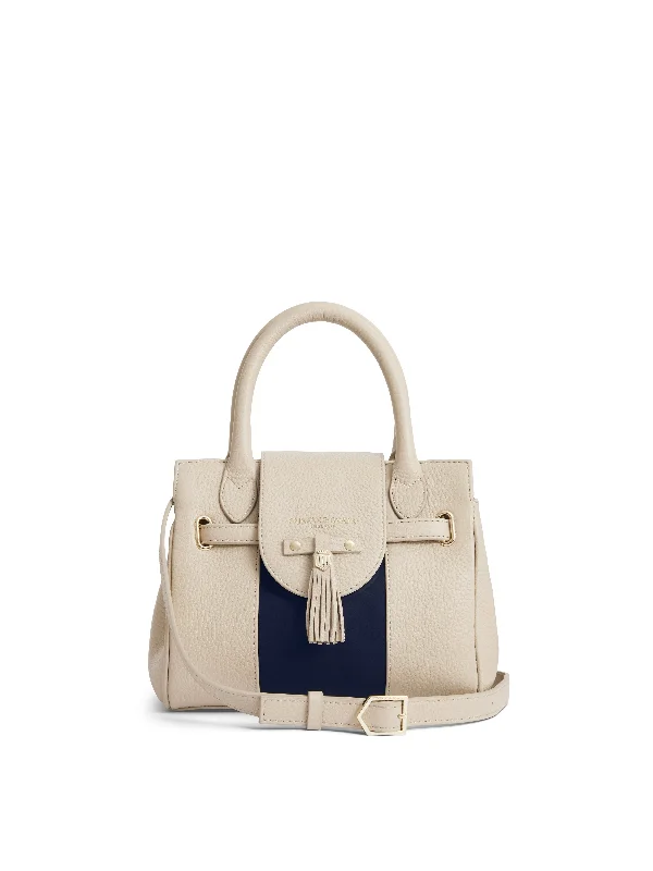 Mini Windsor Handbag - Stone Leather & Navy Suede (Store Exclusive)