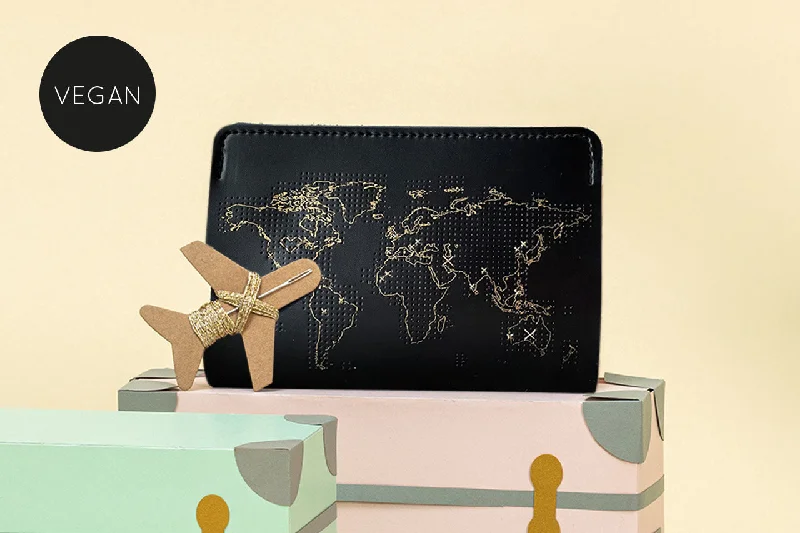 Stitch Passport Cover - Black (Vegan)