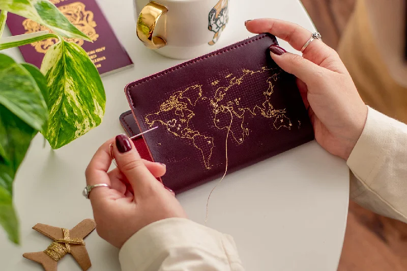 Stitch Passport Cover - Maroon