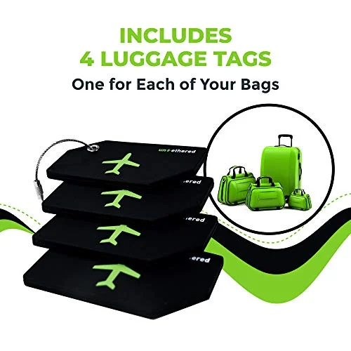 Untethered Luggage Tag Set | 4 Pack Flexible & Bright Silicone