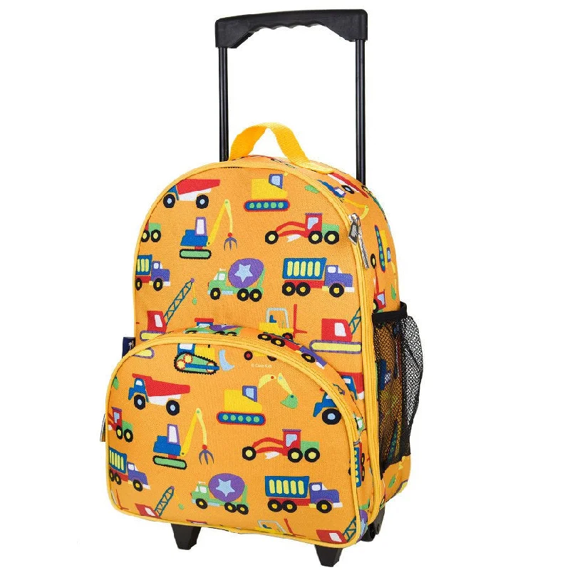 Wildkin Olive Kids Under Construction Rolling Luggage Trolley School Bag